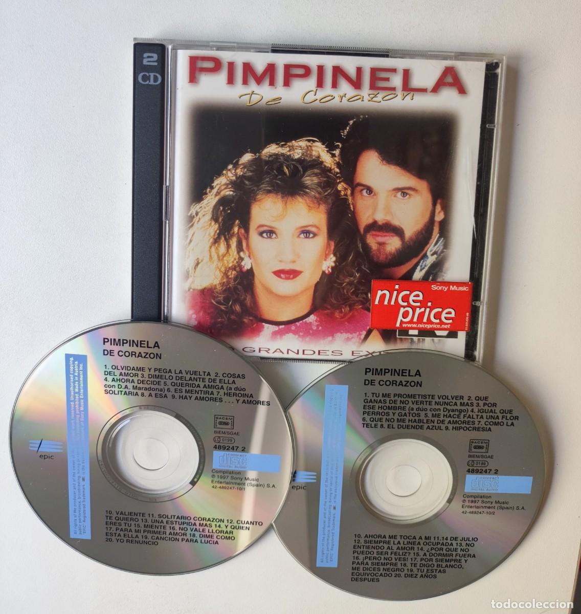 CDs de m&uacute;sica: DOBLE CD 1997 - PIMPINELA / DE CORAZ&Oacute;N - 40 GRANDES &Eacute;XITOS / SONY MUSIC 1997 EPIC