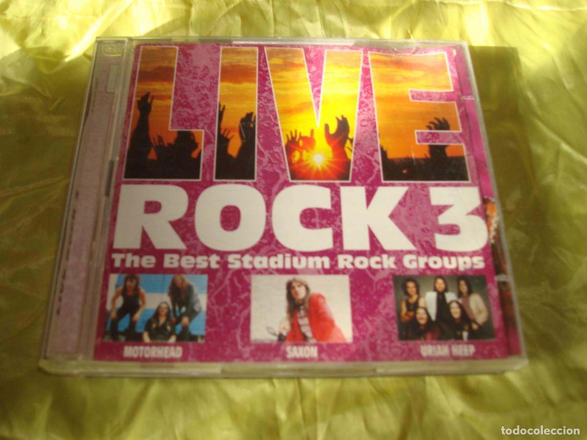 CDs de m&uacute;sica: LIVE ROCK 3. THE BEST STADIUM ROCK GROUPS. MOTORHEAD, SAXON, URIAH HEEP...2 CD&acute;S
