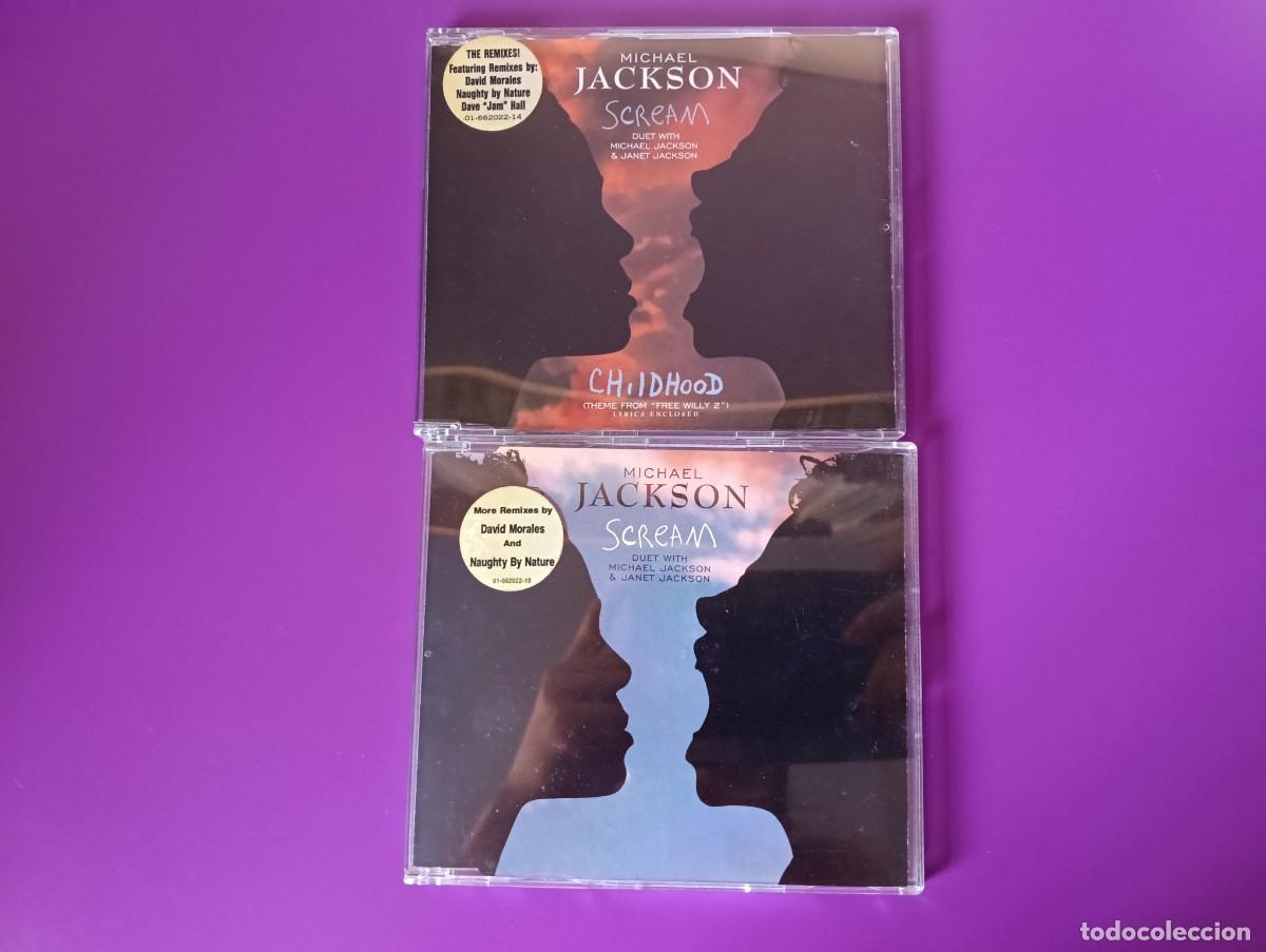 Musik-CDs: Lote de 2 CD Singles de Michael Jackson y Janet Jackson de la canci&oacute;n Scream