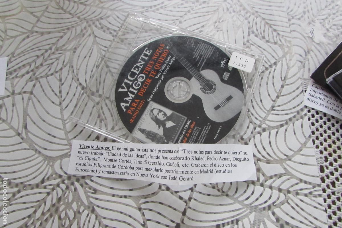 CDs de m&uacute;sica: PROMO CD SINGLE CADENA 100 - VICENTE AMIGO - TRES NOTAS PARA DECIR TE QUIERO