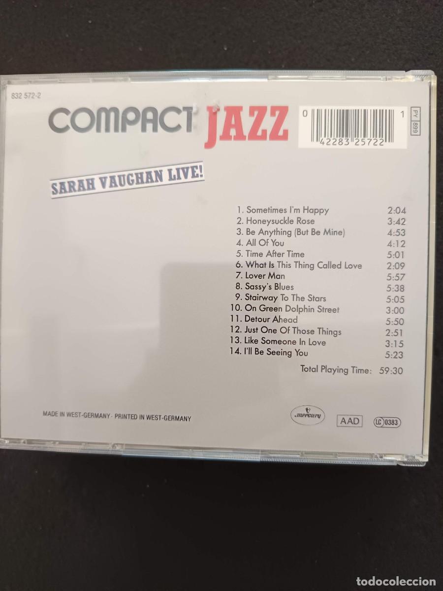 CDs de m&uacute;sica: SARAH VAUGHAN LIVE!. COMPACT JAZZ - Foto 2