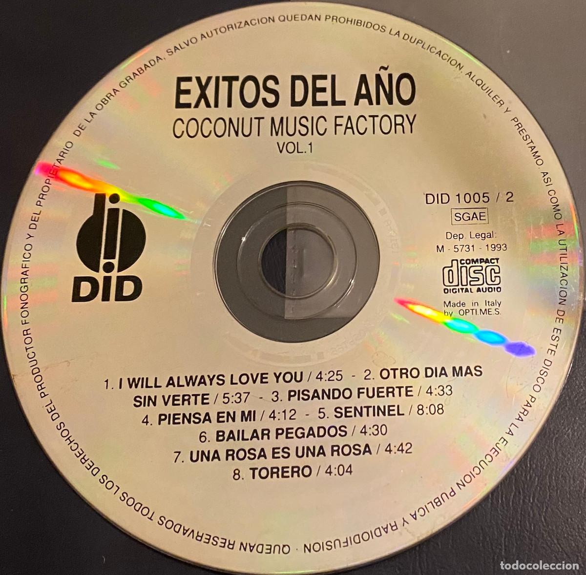 CDs de m&uacute;sica: '&Eacute;xitos del a&ntilde;o - Vol. 1', de Coconut Music Factory. Covers. 8 temas. 1993. En funda transparente.