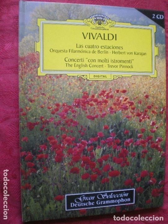 CDs de m&uacute;sica: Antonio Vivaldi Las Cuatro Estaciones 2 CD Deutsche Grammophon Karajan Trevor Pinnock Libro RBA 2005