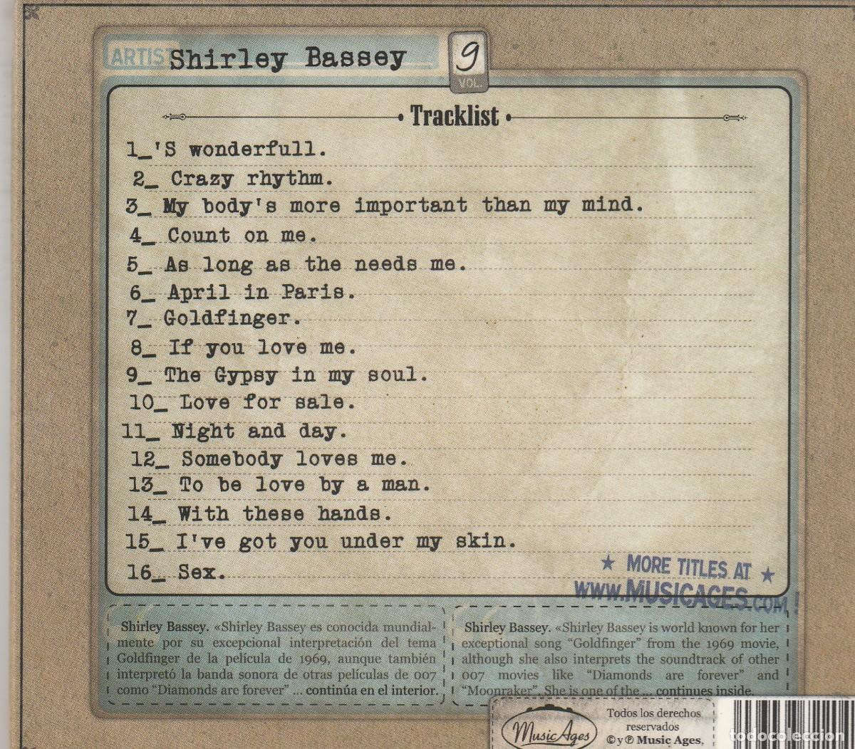 CDs de m&uacute;sica: Shirley Bassey &ndash; Shirley Bassey-2007-CD, Compilation-DIGIPACK-(((NUEVO & PRECINTADO )))