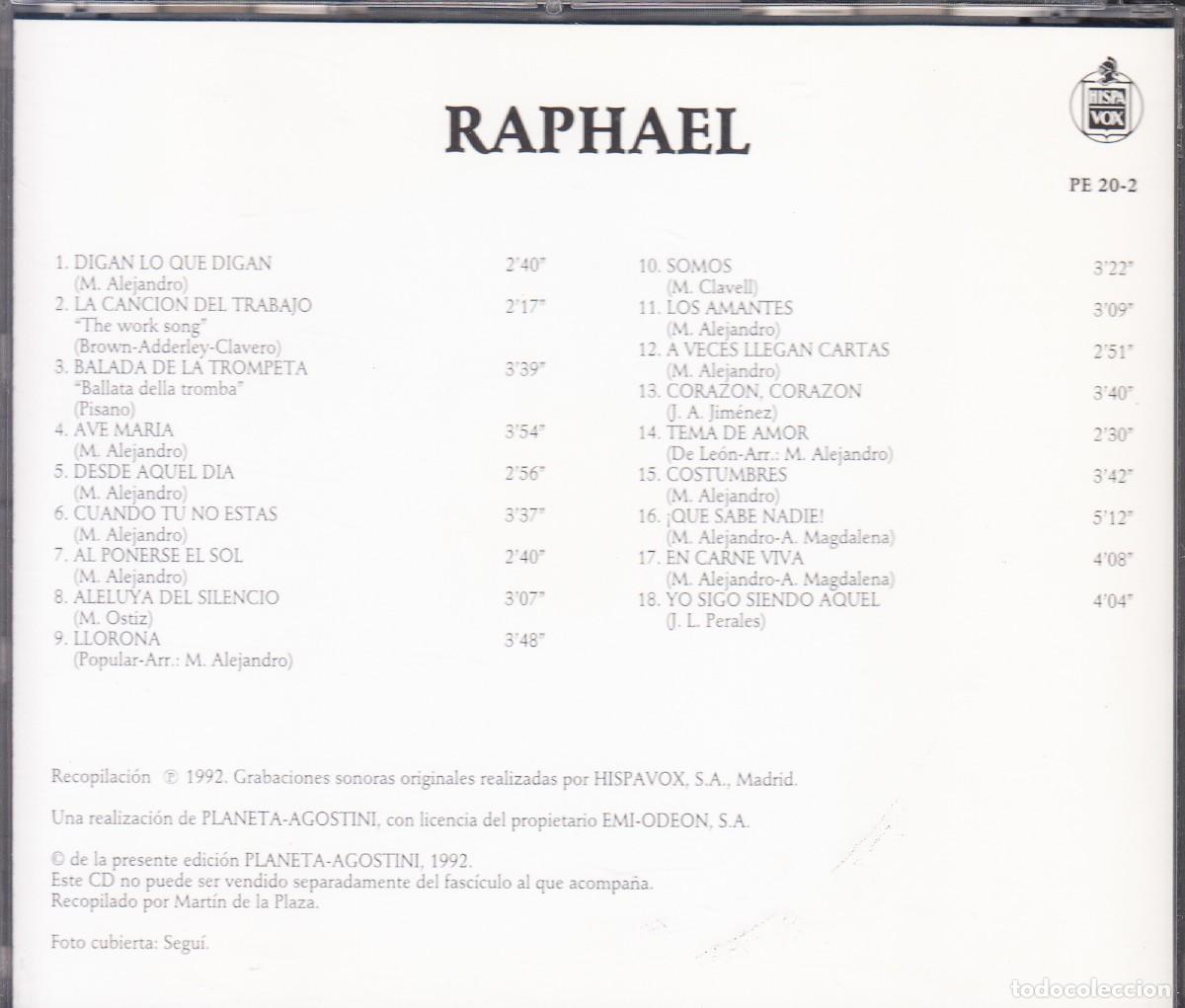 CDs de m&uacute;sica: RAPHAEL. GRANDES EXITOS. CD. - Foto 2