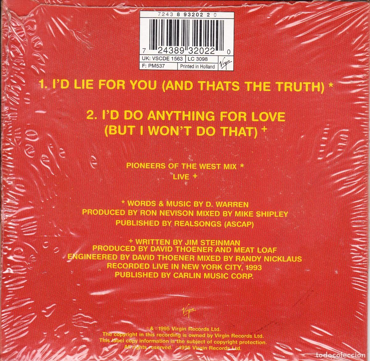 CDs de m&uacute;sica: MEAT LOAF. I&acute;D LIE FOR YOU. CD SINGLE. - Foto 2