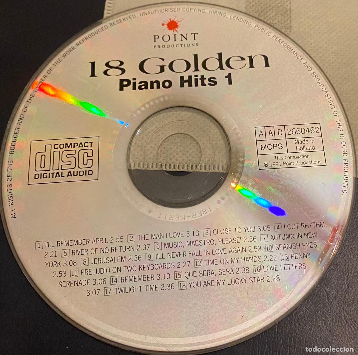CDs de m&uacute;sica: '18 Golden Piano Hits 1' de Alex Brown Orchestra. Covers pop. 18 temas. 1991. En funda transparente.