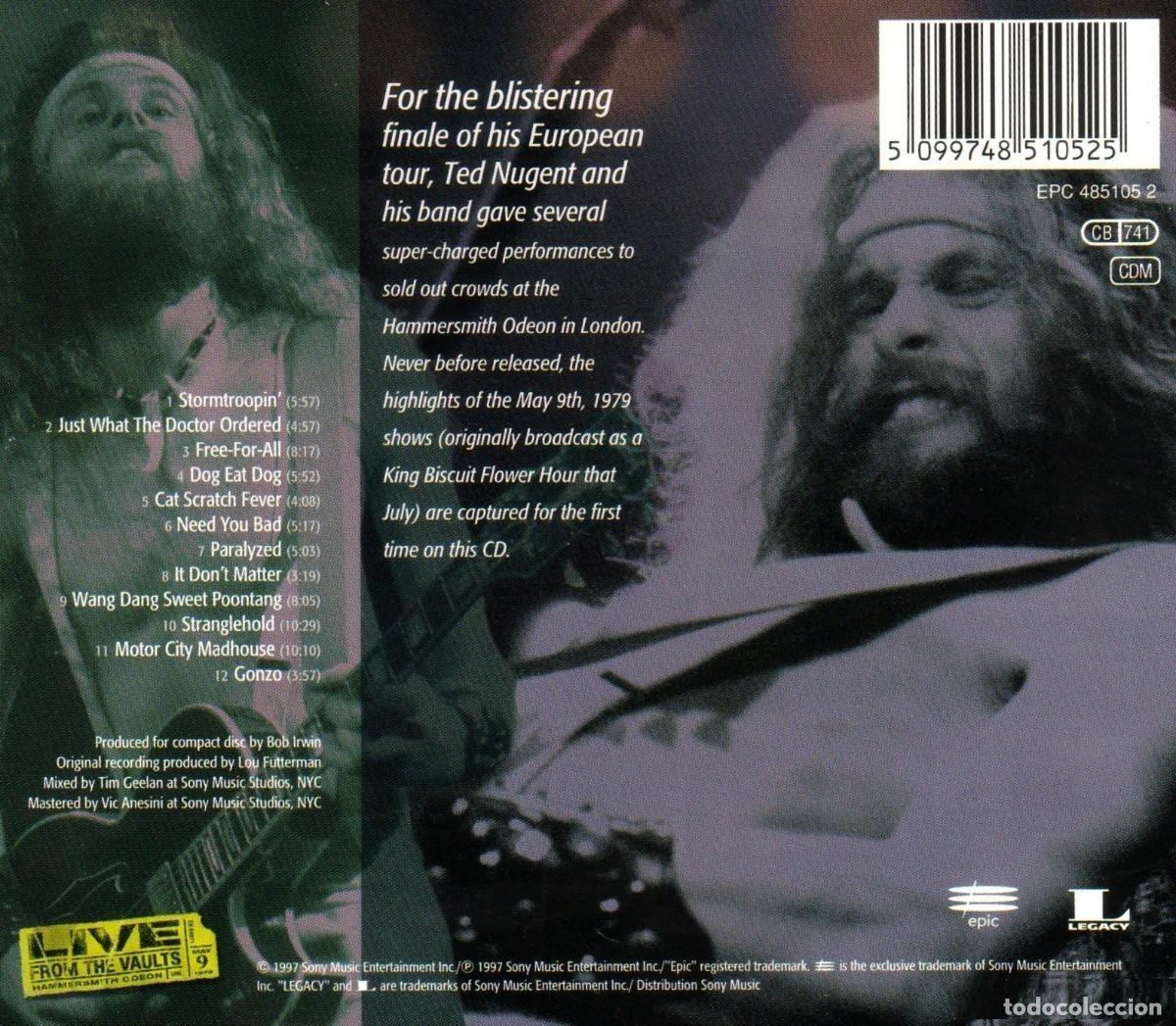 CDs de m&uacute;sica: TED NUGENT. LIVE AT HAMMERSMITH 1979. CD. - Foto 2