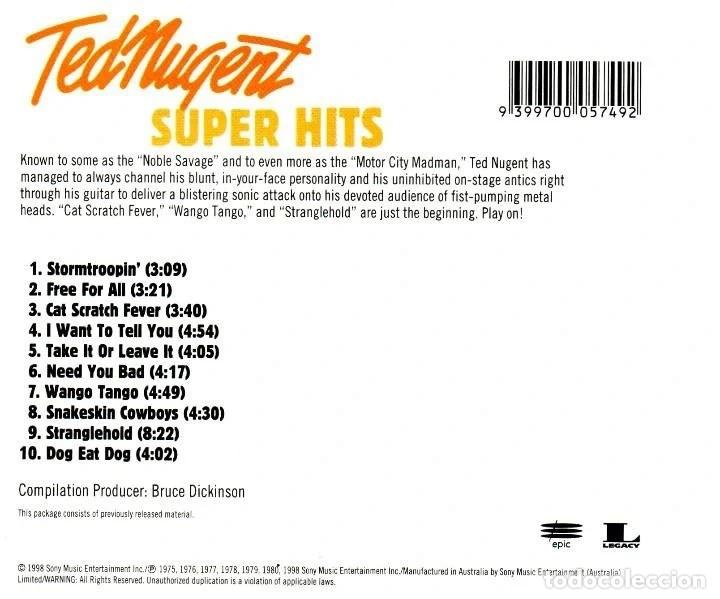 CDs de m&uacute;sica: TED NUGENT. SUPER HITS. RECOPILATORIO. CD. - Foto 2