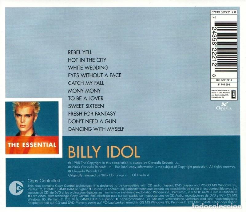 CDs de m&uacute;sica: BILLY IDOL. THE ESSENTIAL. RECOPILATORIO. CD. - Foto 2