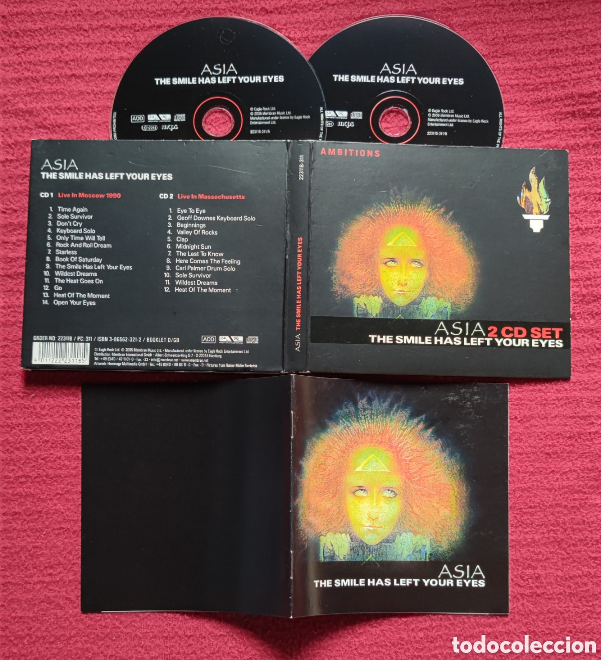 CDs de m&uacute;sica: ASIA: Ambitions. The Smile Has Left Your Eyes. 2 Cd's Recorded Live in Mosc&uacute; 1990 y Massachusetts.