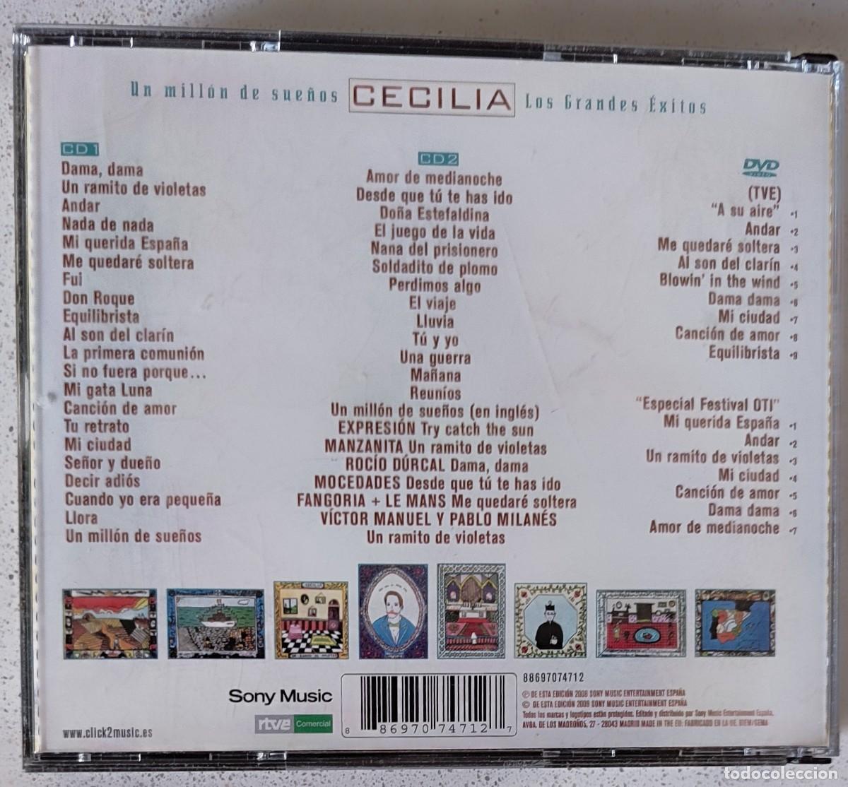 CDs de m&uacute;sica: CECILIA - UN MILLON DE SUE&Ntilde;OS (2CD+DVD) 2009 - LOS GRANDES EXITOS - Foto 4