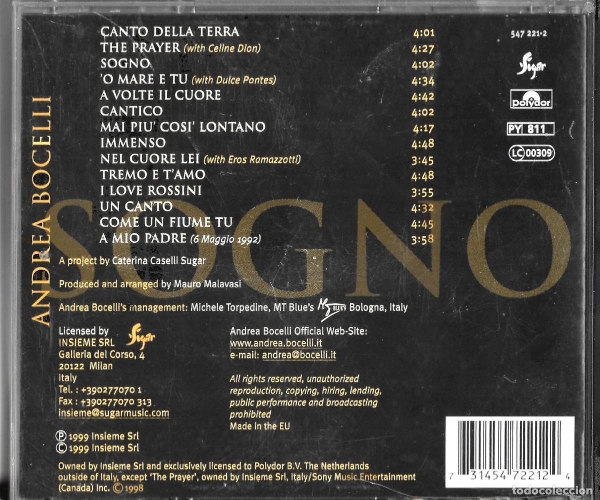 CDs de m&uacute;sica: CD DE ANDREA BOCELLI &rdquo; SOGNO &rdquo; 14 TEMAS - Foto 2