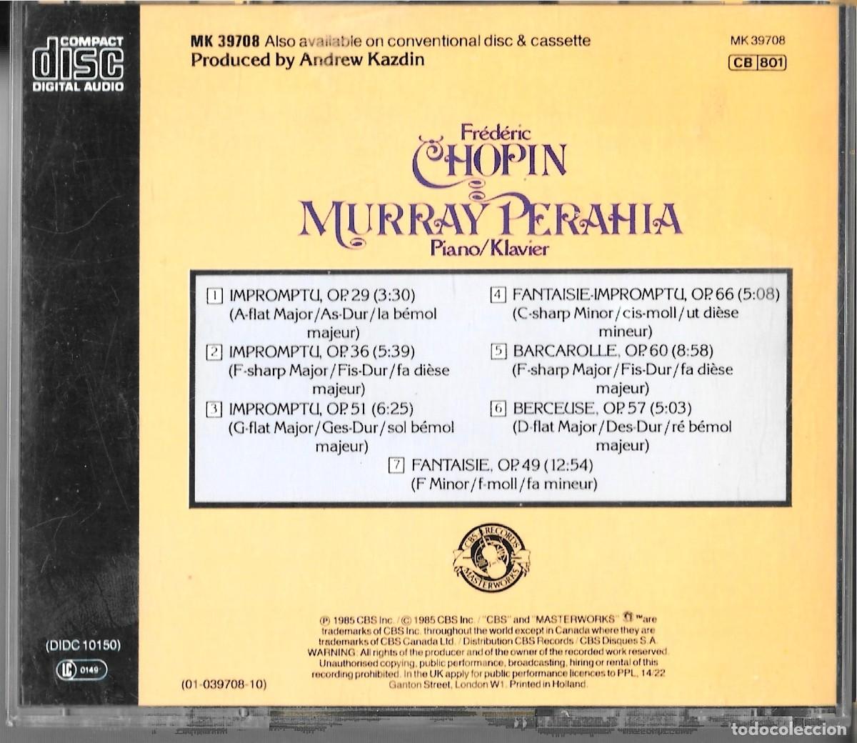 CDs de m&uacute;sica: CD DE CHOPIN - MURRAY PERAHIA - Foto 2