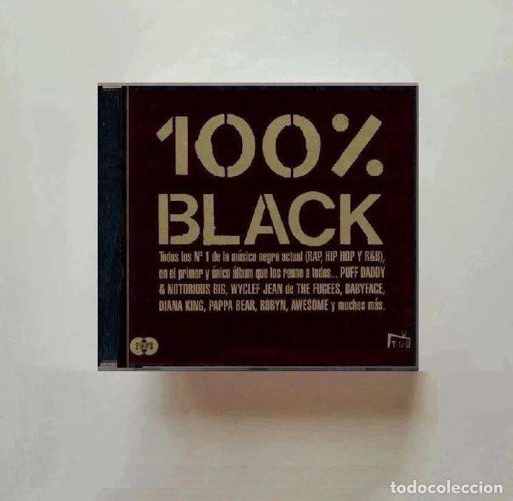 CDs de m&uacute;sica: [DOBLE CD]. 100% BLACK. TODOS LOS N&ordm; 1 DE LA MUSICA NEGRA. RAP. HIP HOP. RECOPILATORIO.