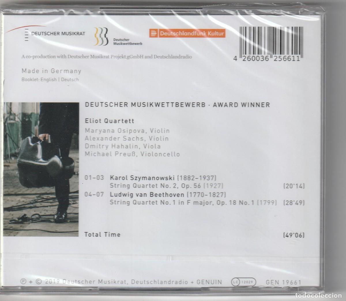 CDs de m&uacute;sica: BEETHOVEN &middot; SZYMANOWSKI - ELIOT QUARTETT (CD GENUIN 2019) PRECINTADO - Foto 2