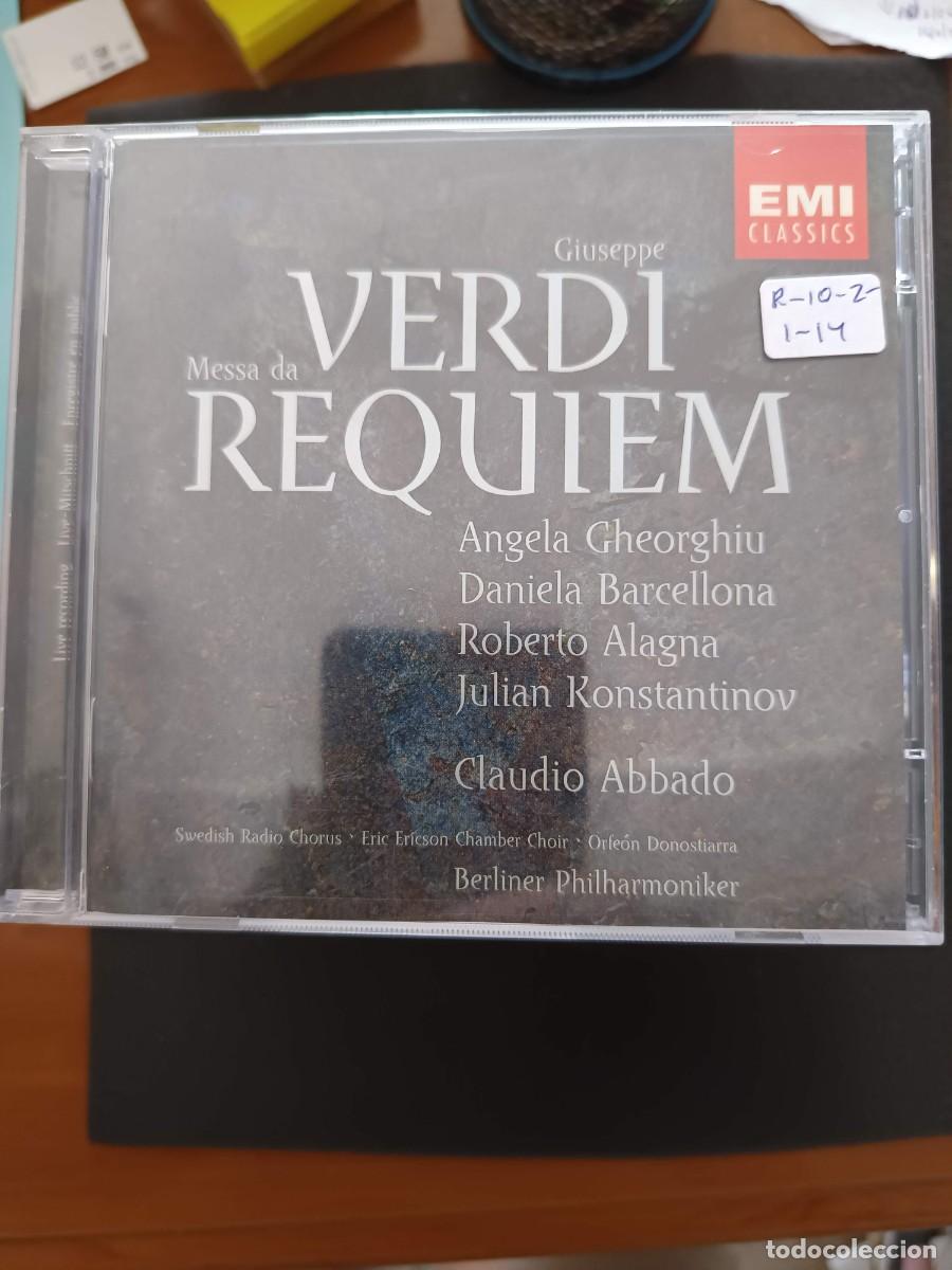 CDs de m&uacute;sica: 2 CD. VERDI: REQUIEM. DIR: CLAUDIO ABBADO. INT&Eacute;RP: ANGELA GHEORGHIU, DANIELA BARCELLONA, ROBERTO ALA