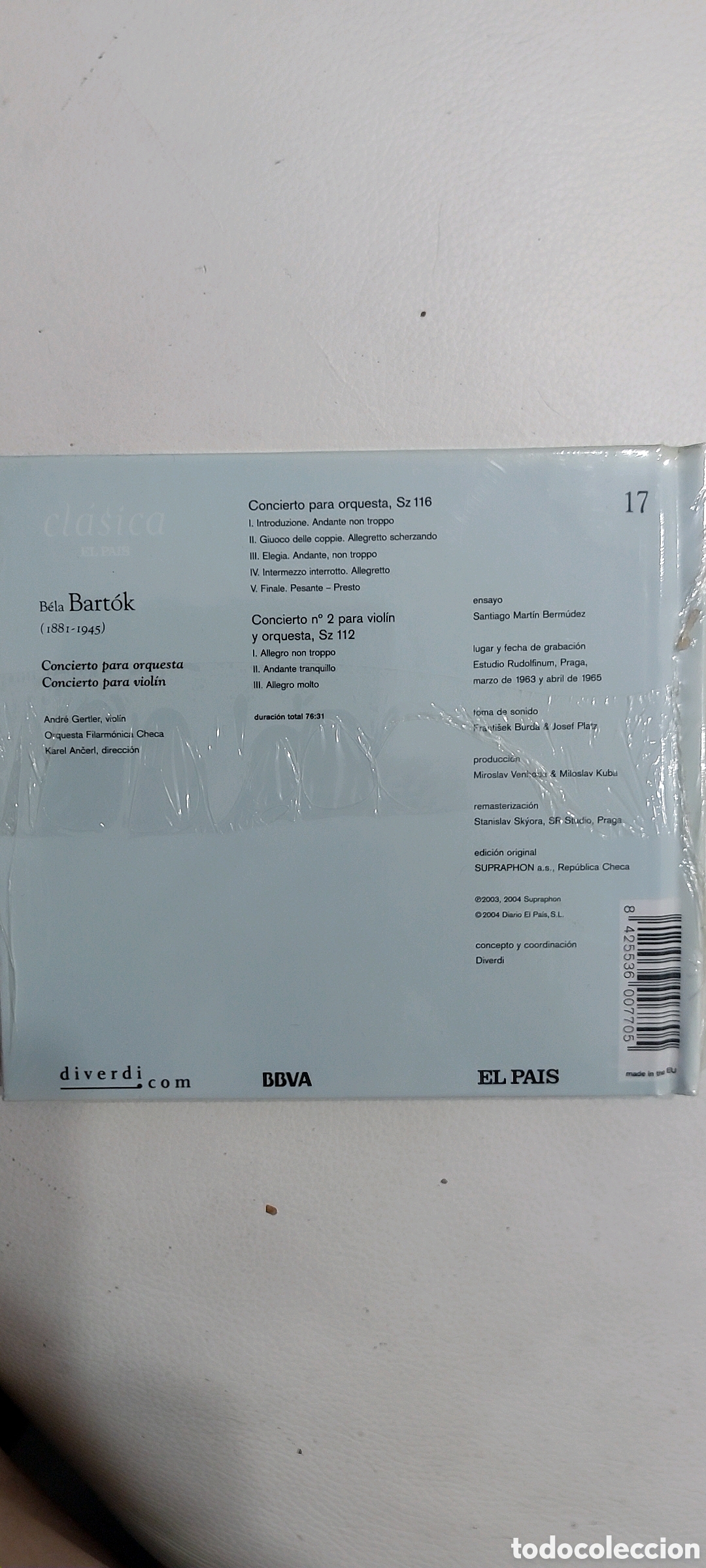CDs de m&uacute;sica: CD BART&Oacute;K Concierto para violin n⁰ 17 - Foto 3