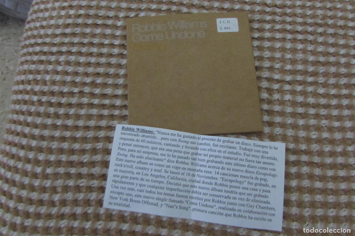 CDs de m&uacute;sica: ROBBIE WILLIAMS-COME UNDONE CD SINGLE CADENA 100