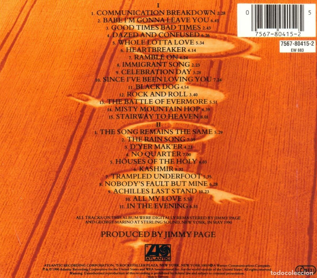 CDs de m&uacute;sica: [DOBLE CD]. LED ZEPPELIN. REMASTERS. RECOPILATORIO. - Foto 2