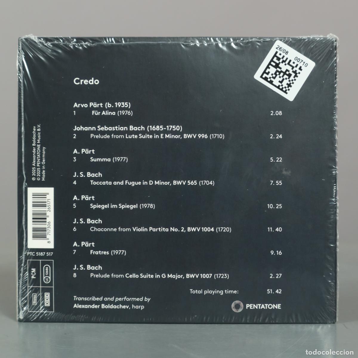 CDs de m&uacute;sica: CD. Bach, P&auml;rt: Credo - Alexander Boldachev . PRECINTADO - Foto 2