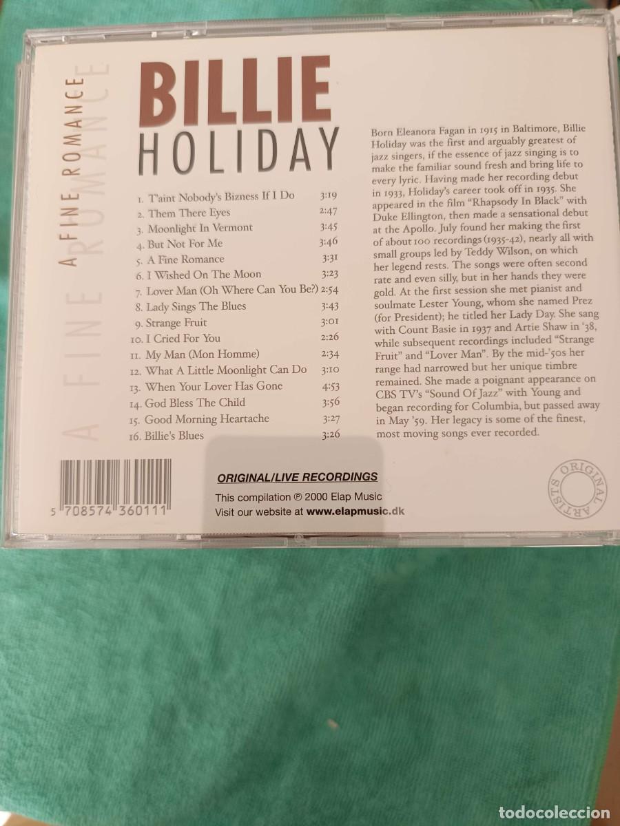 CDs de m&uacute;sica: BILLIE HOLIDAY. A FINE ROMANCE - Foto 2