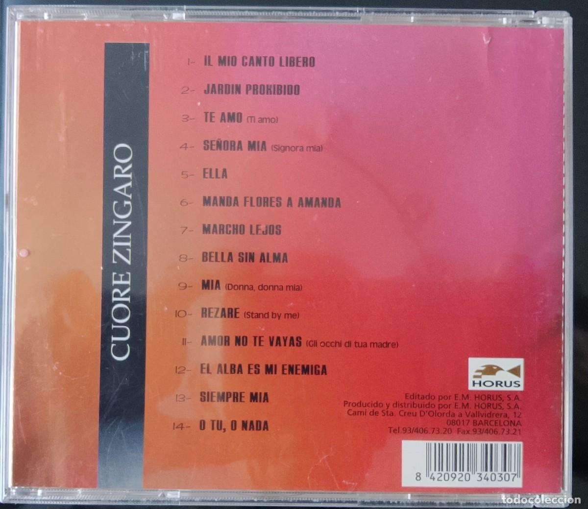 CDs de m&uacute;sica: Junco. Cuore z&iacute;ngaro (Coraz&oacute;n gitano). CD. - Foto 2