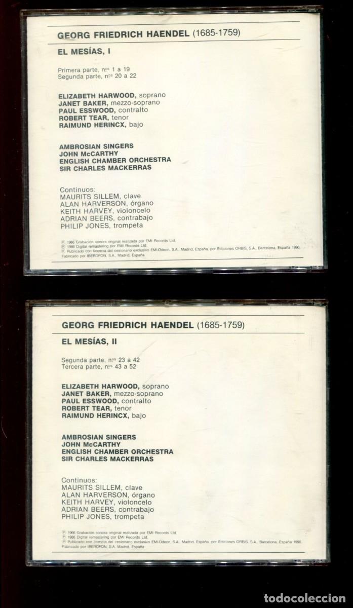 CDs de m&uacute;sica: Haendel. el mesias. 2 cds. emi - Foto 2