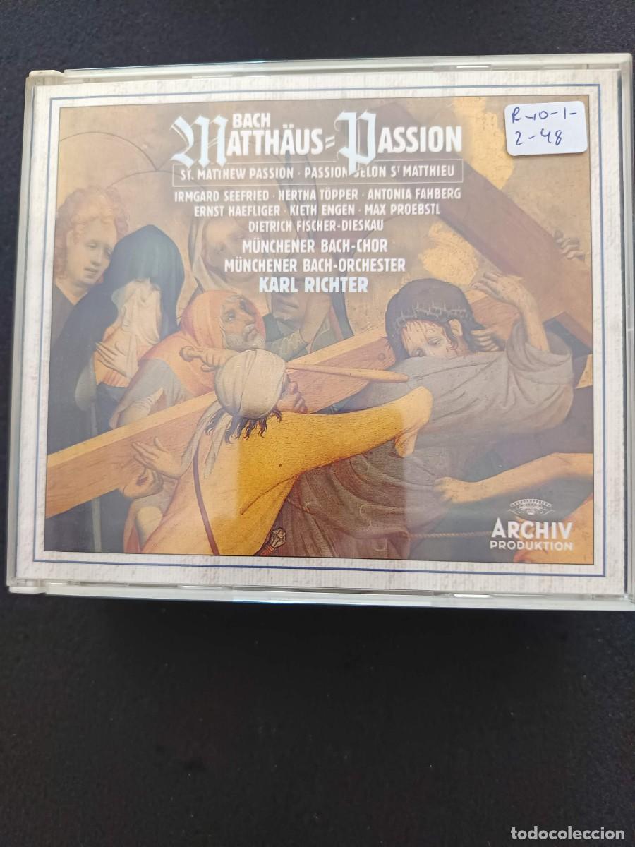 CDs de m&uacute;sica: 3 CD. BACH: MATTH&Auml;US-PASSION. DIR: KARL RICHTER. INT&Eacute;RP: IRMGARD SEEFRIED, HERTA T&Ouml;PPER, DIETRICH F