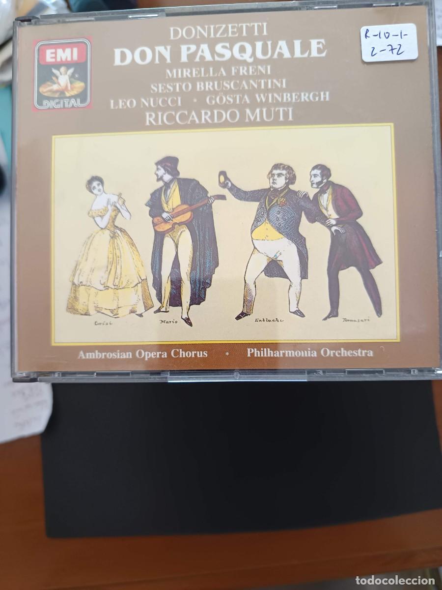 CDs de m&uacute;sica: 2 CD. DONIZETTI: DON PASQUALE. DIR: RICCARDO MUTI. INT&Eacute;RP: MIRELLA FRENI, SESTO BRUSCANTINI, LEO NUC