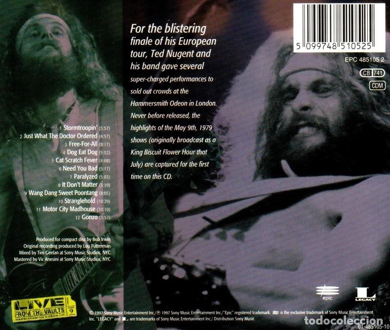 CDs de m&uacute;sica: TED NUGENT. LIVE AT HAMMERSMITH 1979. CD. - Foto 2