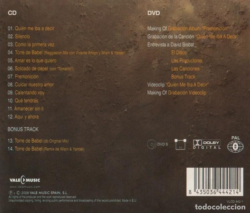 CDs de m&uacute;sica: [CD+DVD]. DAVID BISBAL. PREMONICION. DIGIPACK. - Foto 3