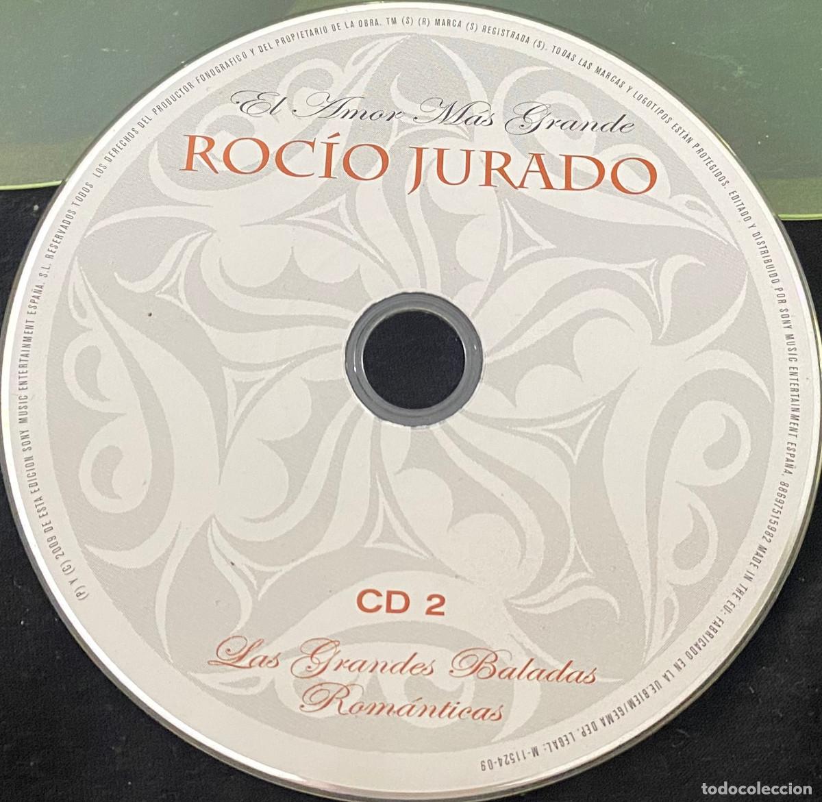 CDs de m&uacute;sica: 'El Amor M&aacute;s Grande - CD 2', de Roc&iacute;o Jurado. Baladas. 18 temas. 2009. En caja de pl&aacute;stico.