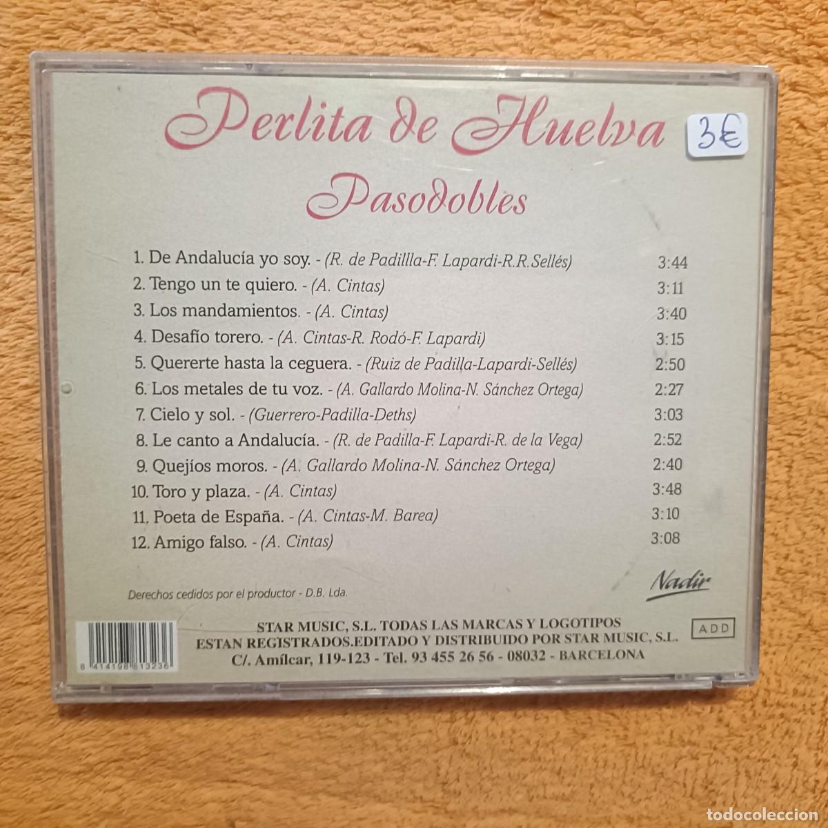 CDs de m&uacute;sica: Perlita de Huelva - Pasodobles - CD. - Foto 2