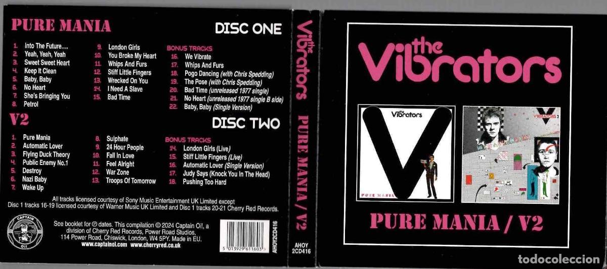 CDs de m&uacute;sica: 2 CD THE VIBRATORS PURE MANIA V2. 2024 CAPTAIN OI