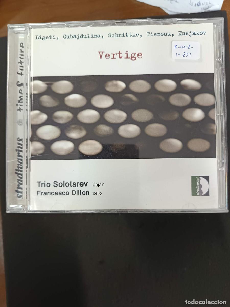 CDs de m&uacute;sica: VERTIGE: LIGETI, GUBAJDULINA, SCHNITTKE, TIENSUU, KUSJAKOV. CELLO: FRANCESCO DILLON. BAJAN: TRIO SOL