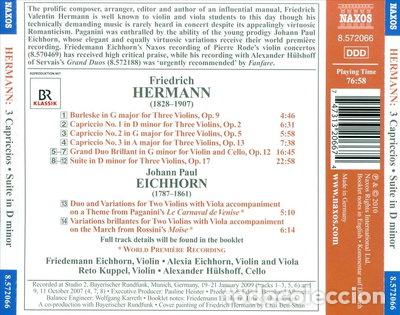 CDs de m&uacute;sica: Friedrich Hermann: 3 Capriccios / Grand Duo Brillant / Suite in D minor- 0747313206674