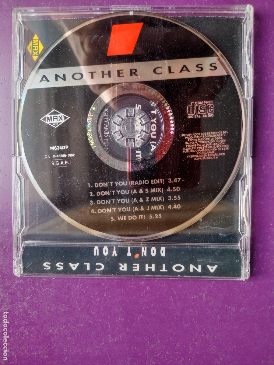 CDs de m&uacute;sica: Another Class &ndash; Dont You - CD Sg MAX MUSIC 1992 - ELECTRONICA, TECHNO - Foto 2