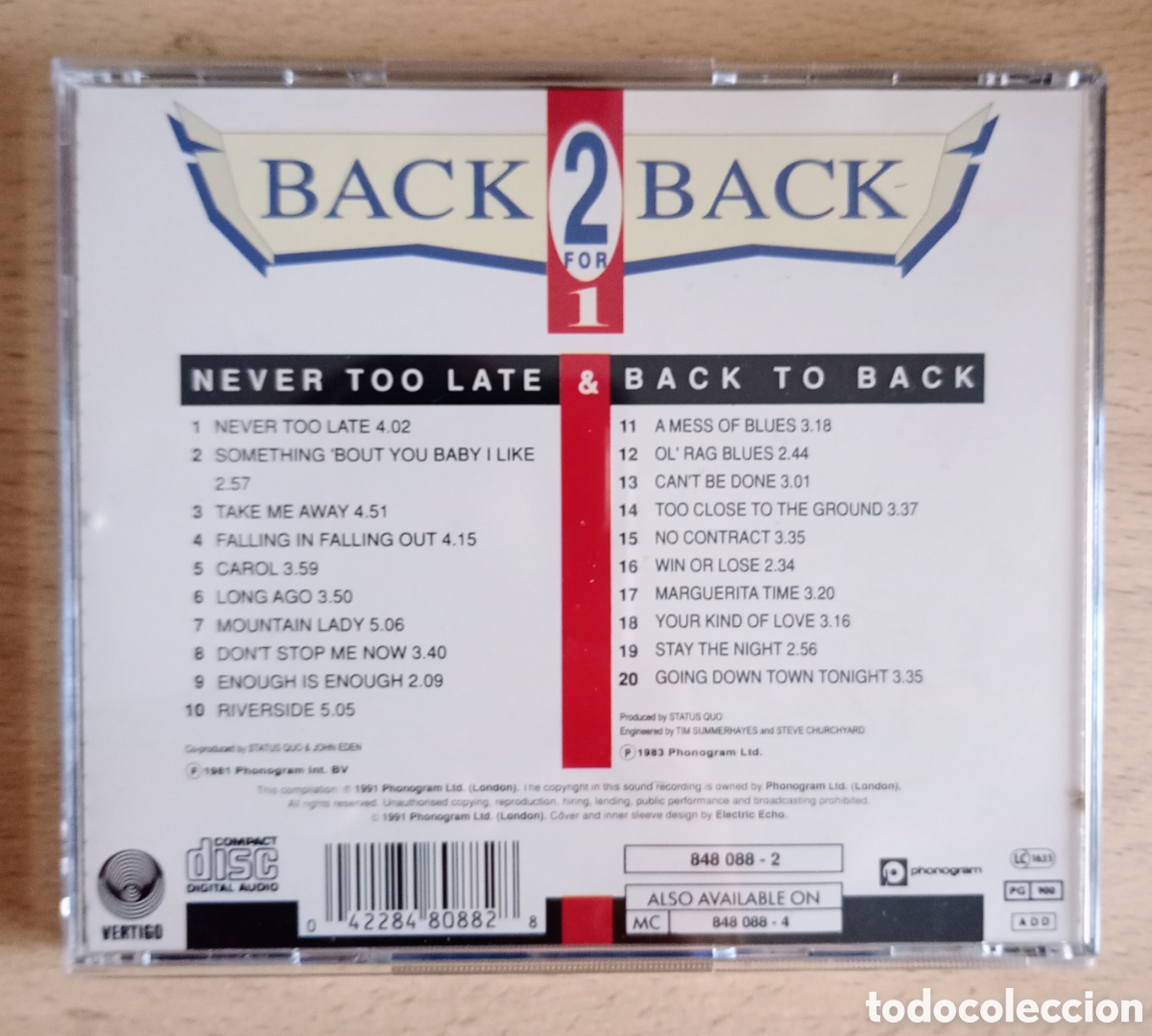 CDs de m&uacute;sica: STATUS QUO- Never Too Late & Back To Back (CD) - Foto 2