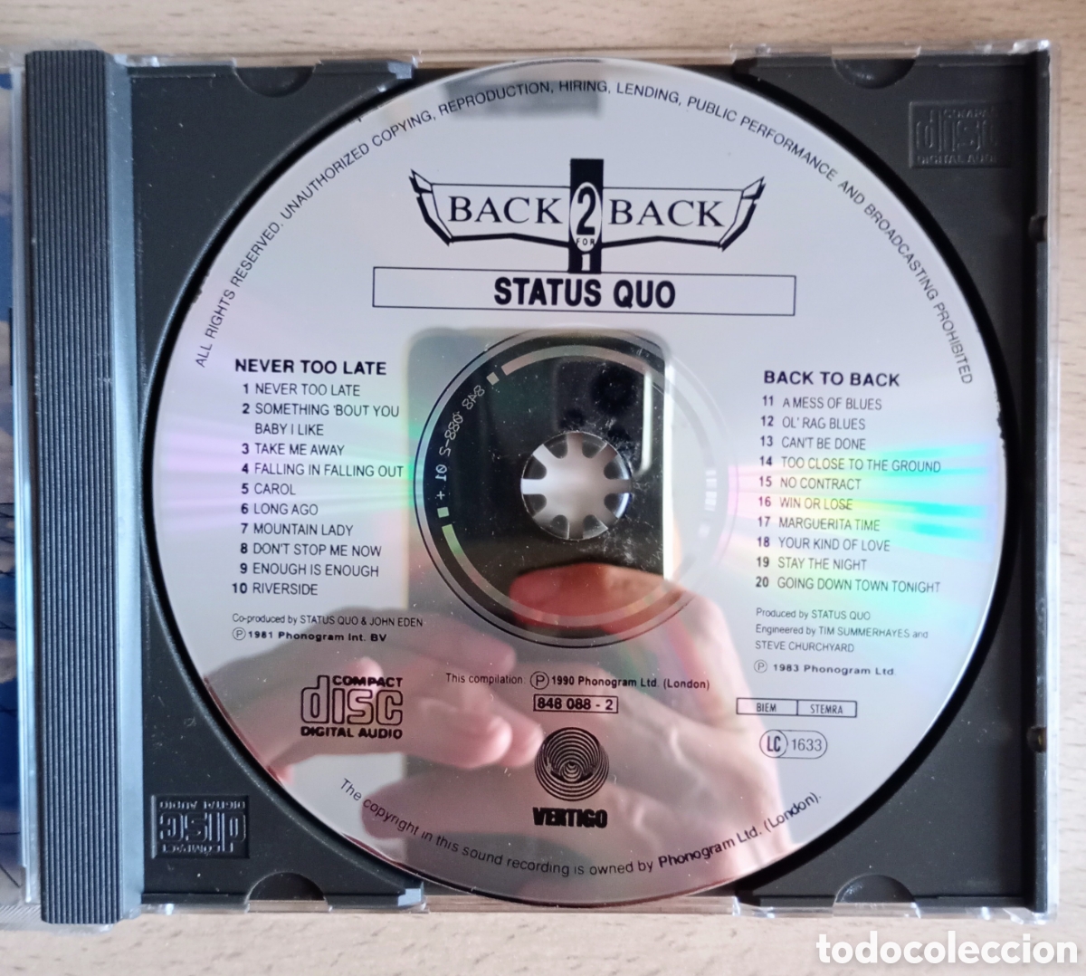CDs de m&uacute;sica: STATUS QUO- Never Too Late & Back To Back (CD) - Foto 3
