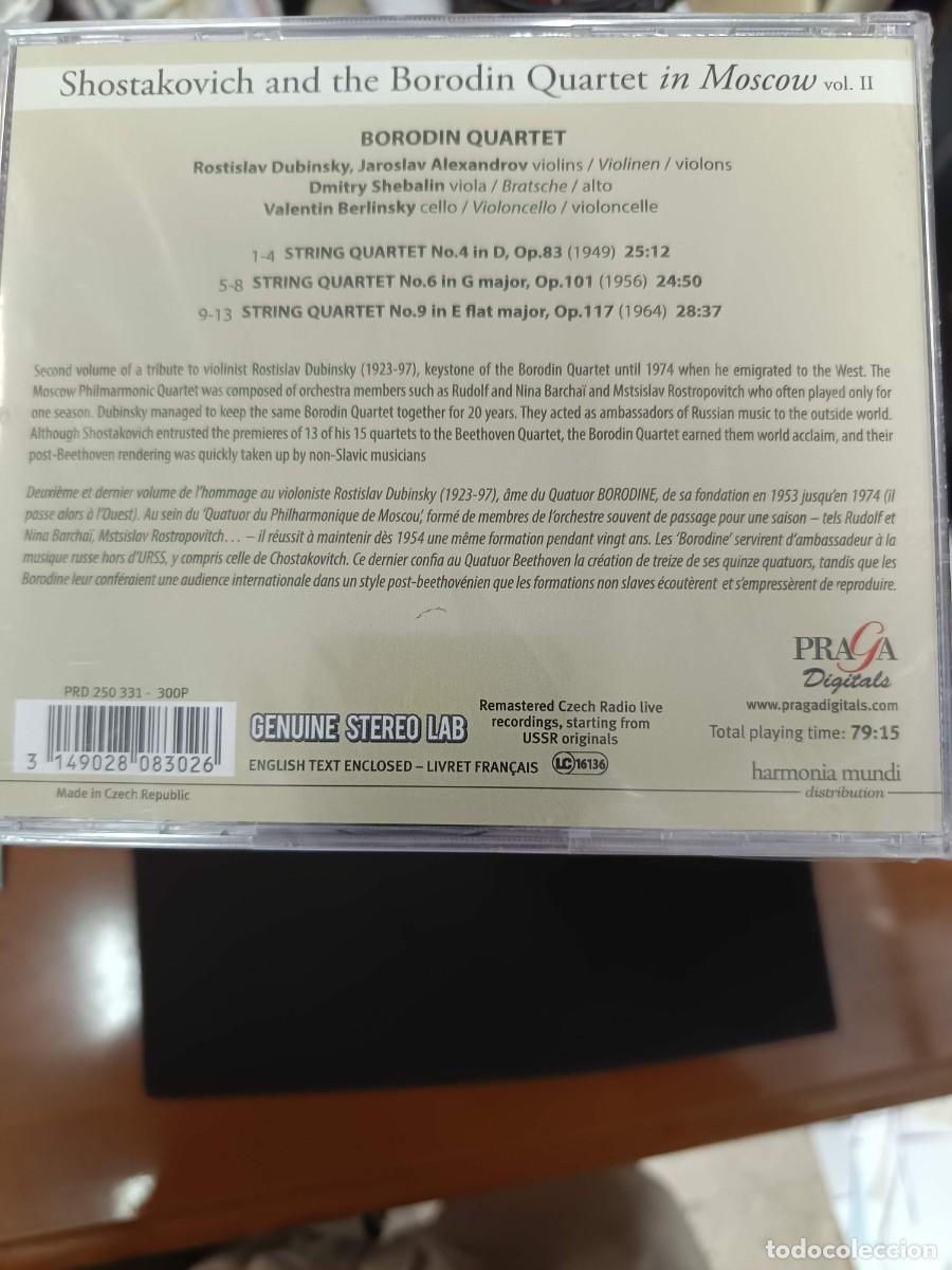 CDs de m&uacute;sica: SHOSTAKOVICH: STRING QUARTETS N&ordm; 4, 6 & 9. BORODIN QUARTET. VOL 2 - Foto 2