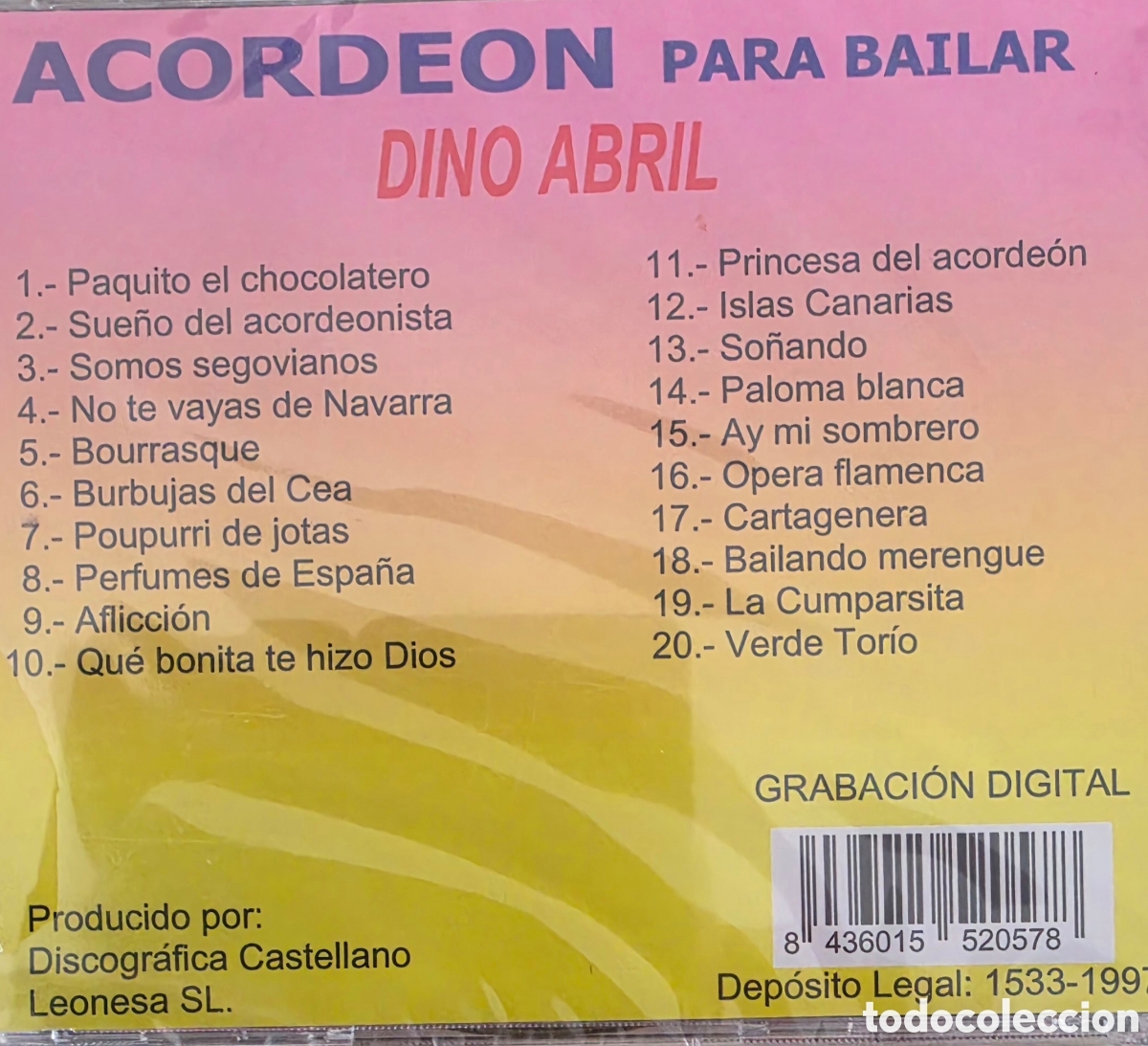 CDs de m&uacute;sica: DINO ABRIL PARA BAILAR ( ACORDE&Oacute;N) - Foto 2