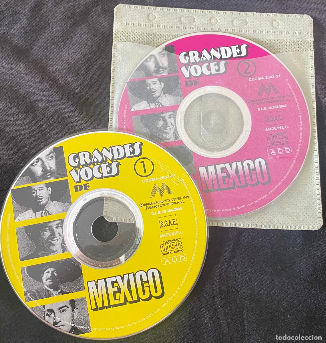 CDs de m&uacute;sica: 'Grandes Voces de M&eacute;xico'. Varios. Rancheras. 2 CDs. 24 temas. 2000. En funda de pl&aacute;stico.
