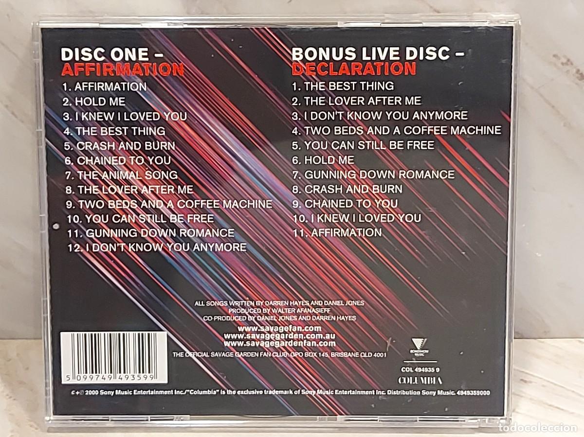 CDs de m&uacute;sica: SAVAGE GARDEN | AFFIRMATION + DECLARATION LIVE | 2 CD COLUMBIA 2000 | DE LUJO - Foto 4