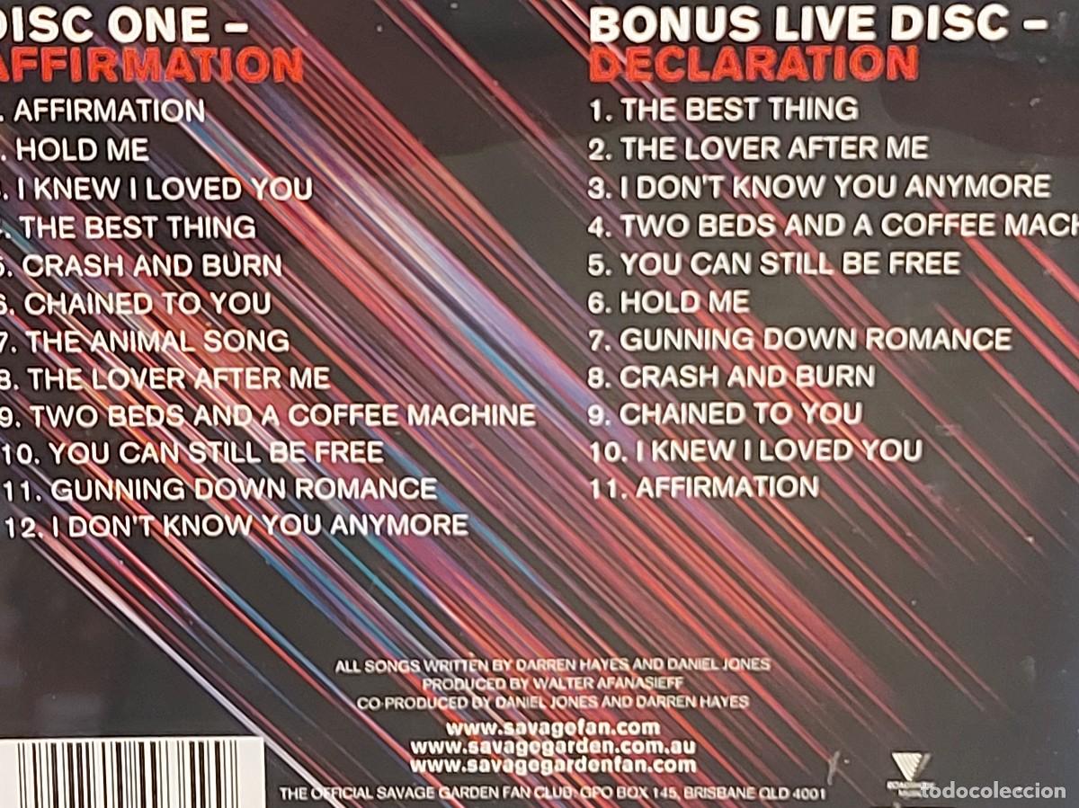 CDs de m&uacute;sica: SAVAGE GARDEN | AFFIRMATION + DECLARATION LIVE | 2 CD COLUMBIA 2000 | DE LUJO - Foto 5