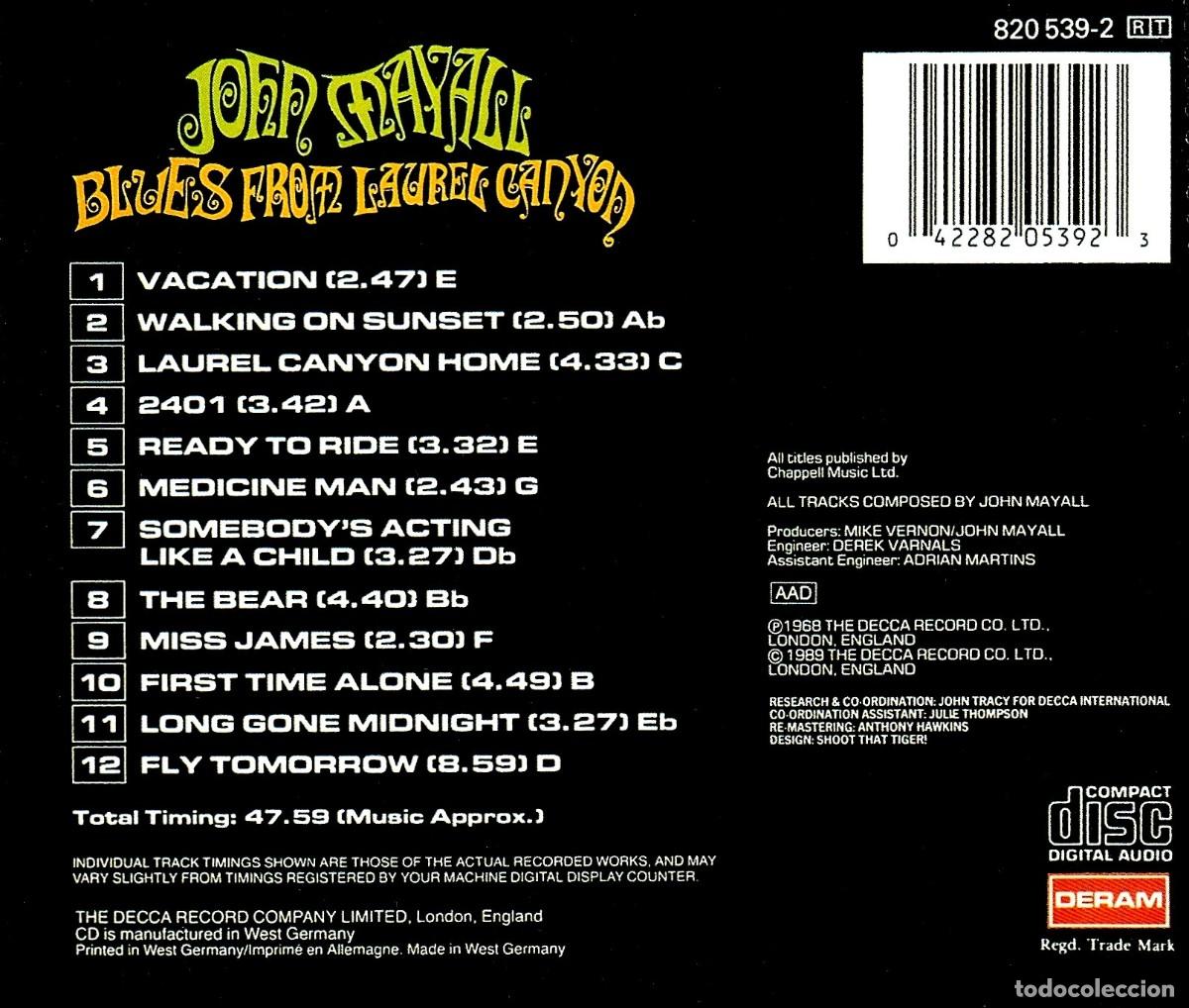 CDs de m&uacute;sica: JOHN MAYALL. BLUES FROM LAUREL CANYON. CD. - Foto 2