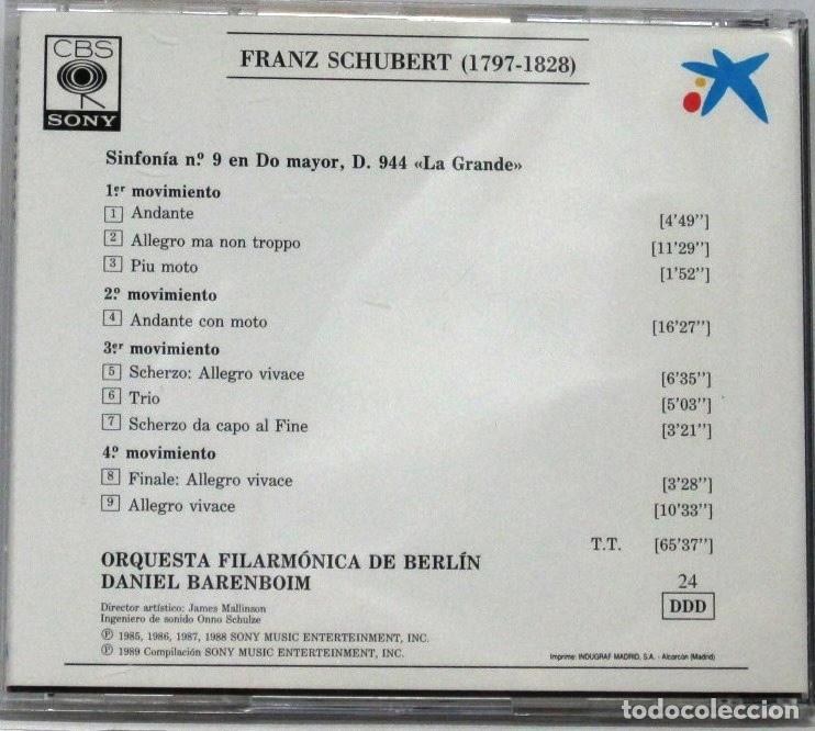 CDs de m&uacute;sica: SCHUBERT - SINFONIA N&ordm; 9 - CD - Foto 2