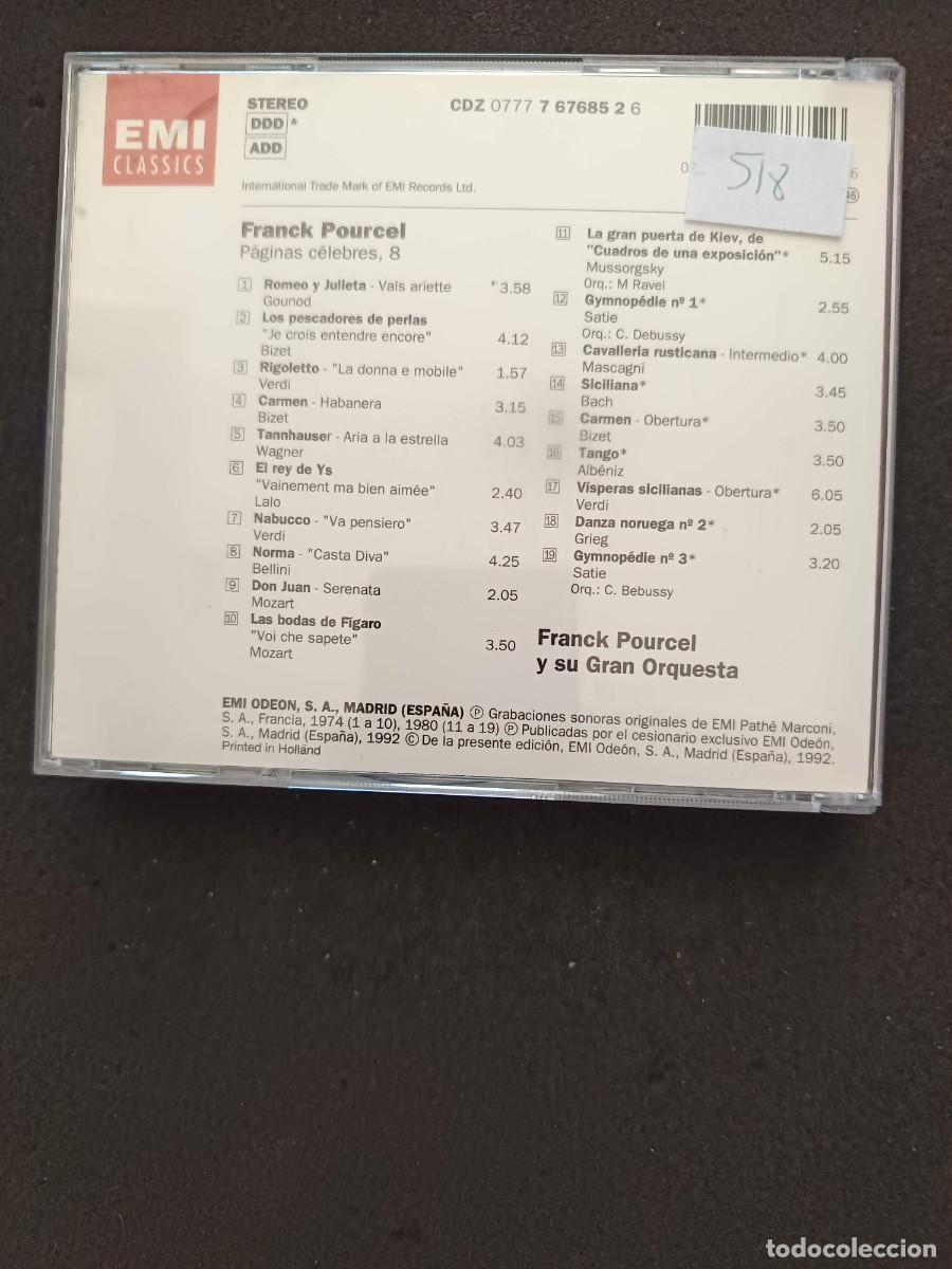 CDs de m&uacute;sica: FRANCK POURCEL. P&Aacute;GINAS C&Eacute;LEBRES, 8. EMI - Foto 2