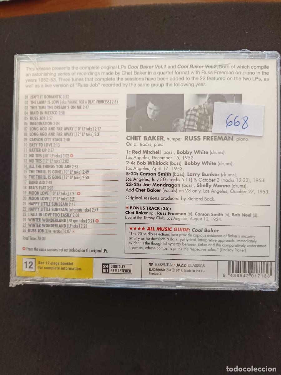 CDs de m&uacute;sica: CHET BAKER QUARTET FEATURING RUSS FREEMAN. COOL BAKER 1 & 2 - Foto 2