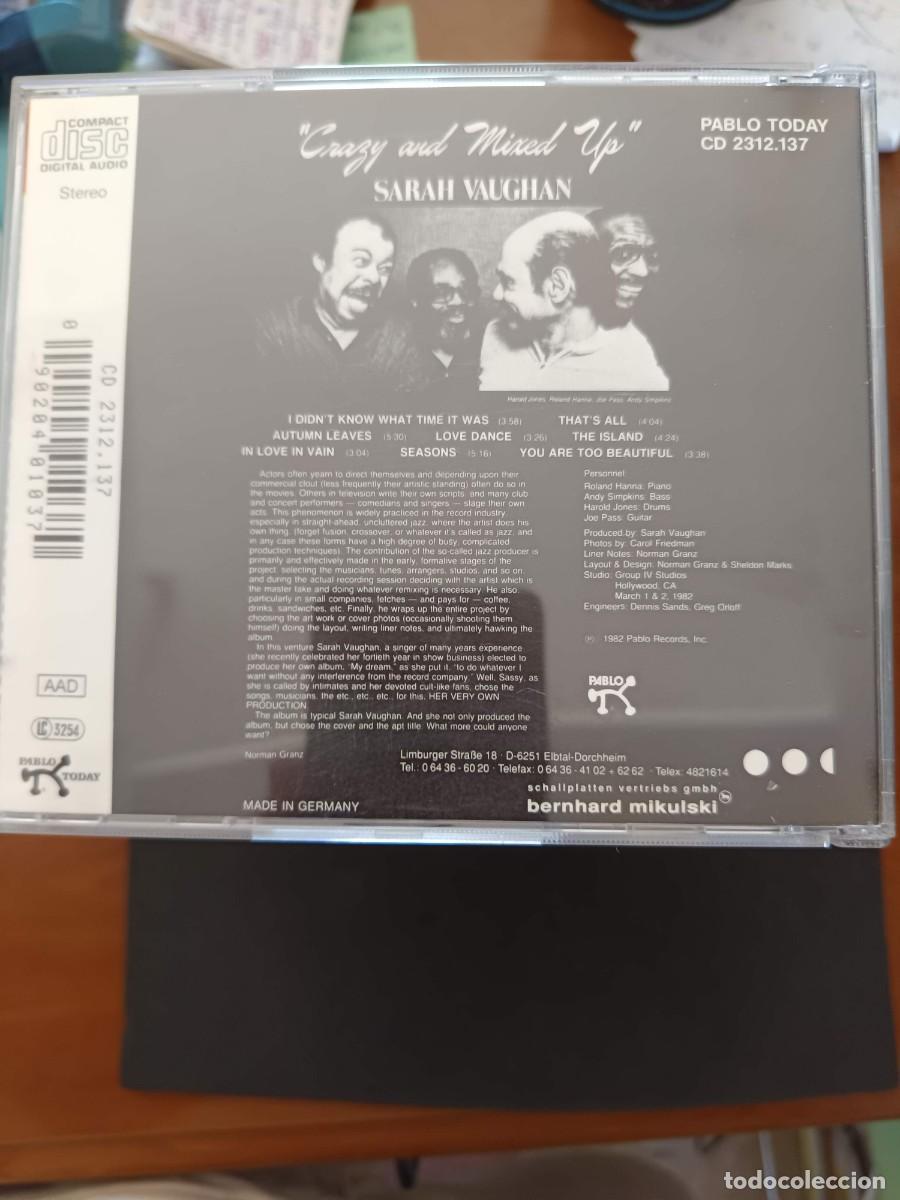 CDs de m&uacute;sica: SARAH VAUGHAN. &rdquo;CRAZY AND MIXED UP&rdquo; - Foto 2